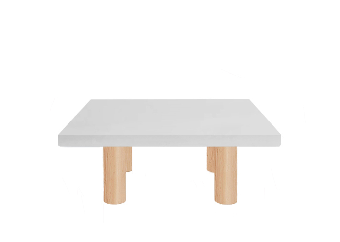 Thassos Marble Square Coffee Table with Circular Ash Legs