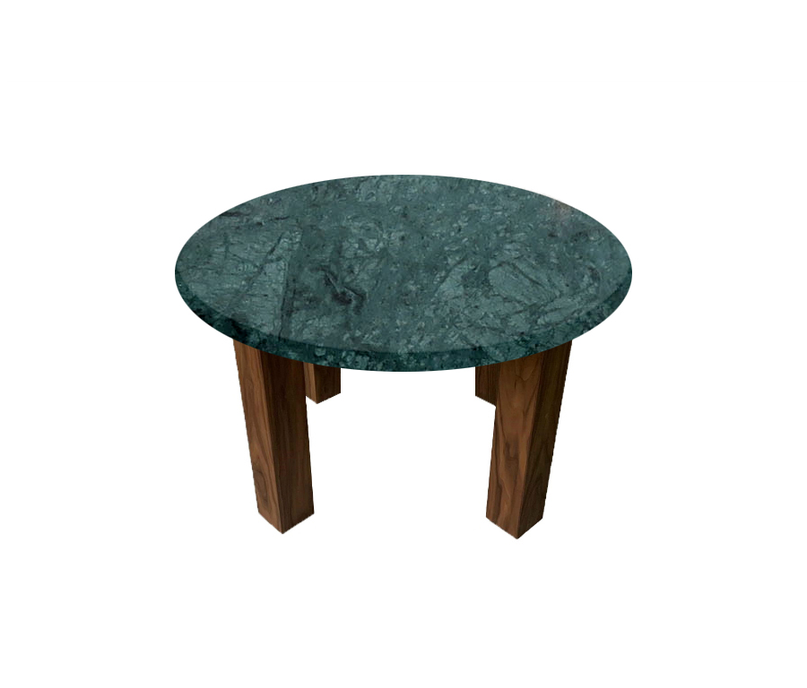Verde Guatemala Round Coffee Table with Square Walnut Legs