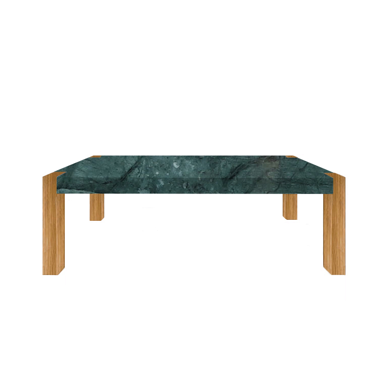 Verde Guatemala Percopo Solid Marble Dining Table with Oak Legs