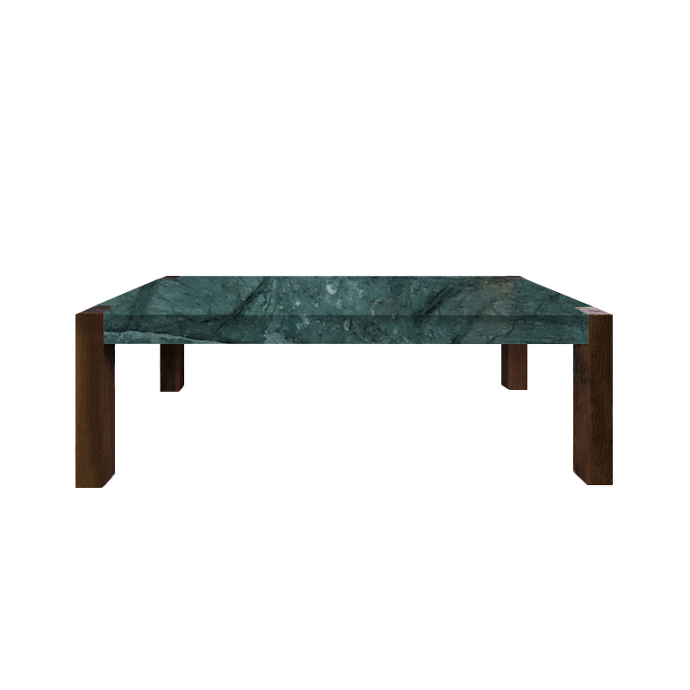 Verde Guatemala Percopo Solid Marble Dining Table with Walnut Legs