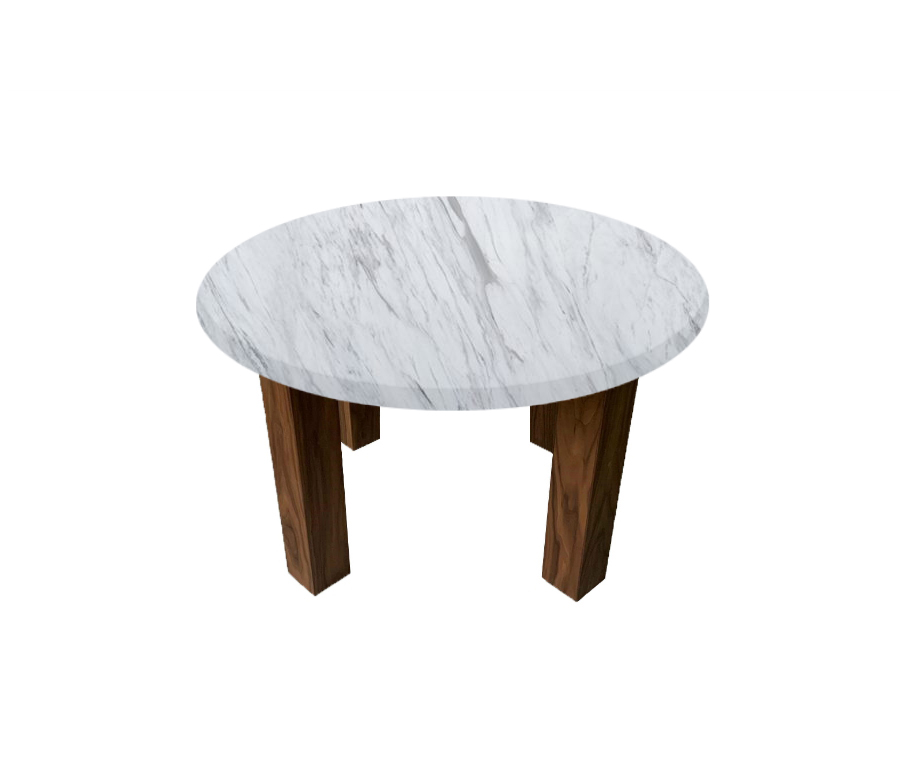 Volakas Round Coffee Table with Square Walnut Legs