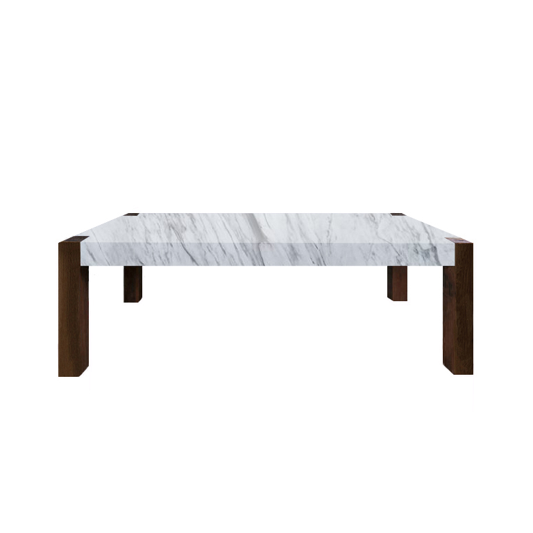 Volakas Percopo Solid Marble Dining Table with Walnut Legs