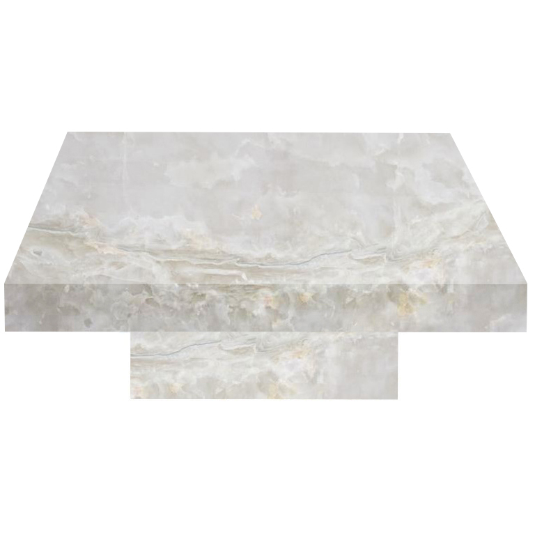 White Square Solid Onyx Coffee Table