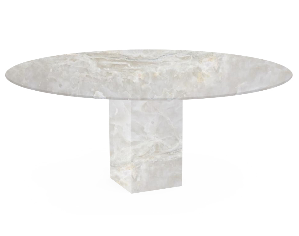 White Arena Oval Onyx Dining Table