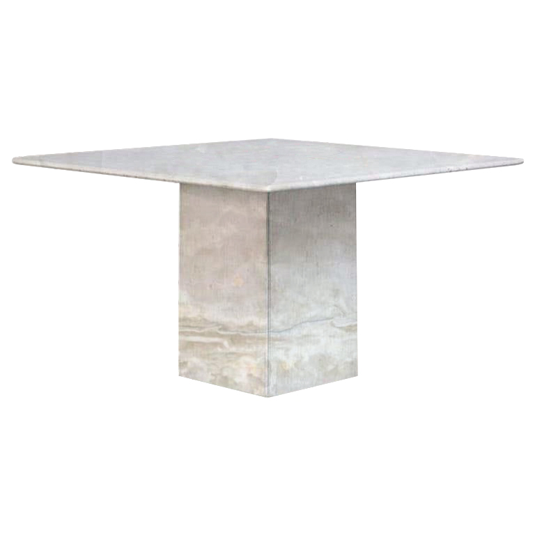 White Small Square Onyx Dining Table