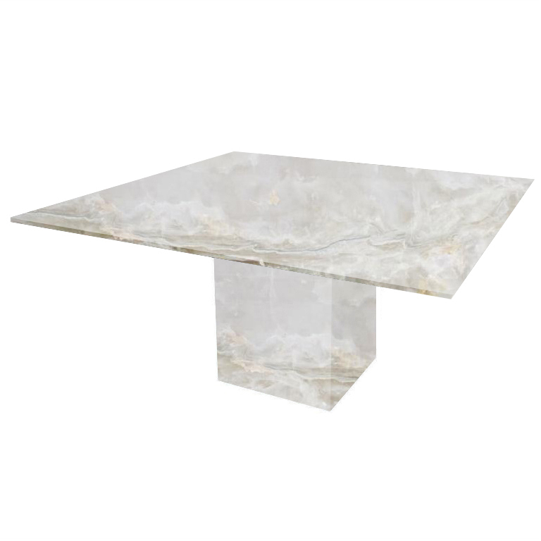 White Bergiola Square Onyx Dining Table