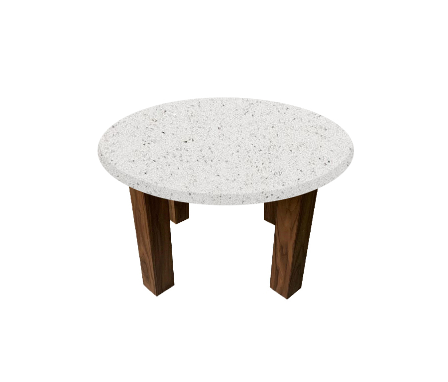 White Starlight Round Coffee Table with Square Walnut Legs
