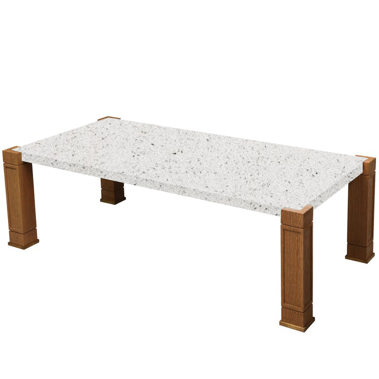 Faubourg White Starlight Inlay Quartz Coffee Table with Oak Legs