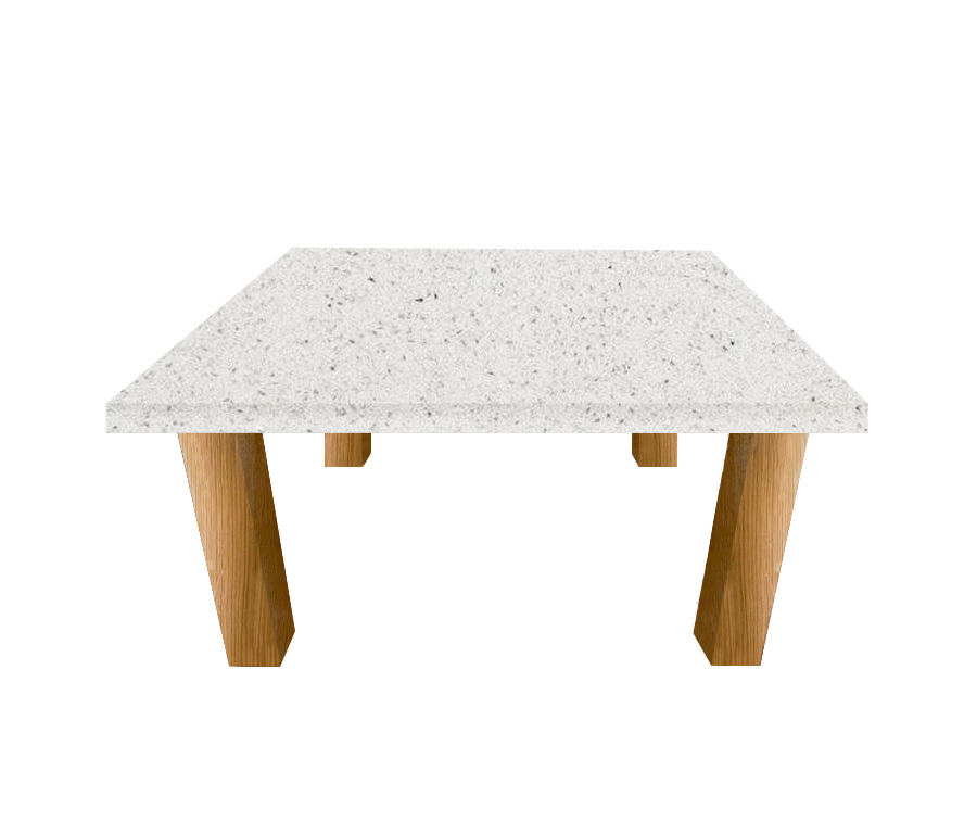 White Starlight Square Coffee Table with Square Oak Legs