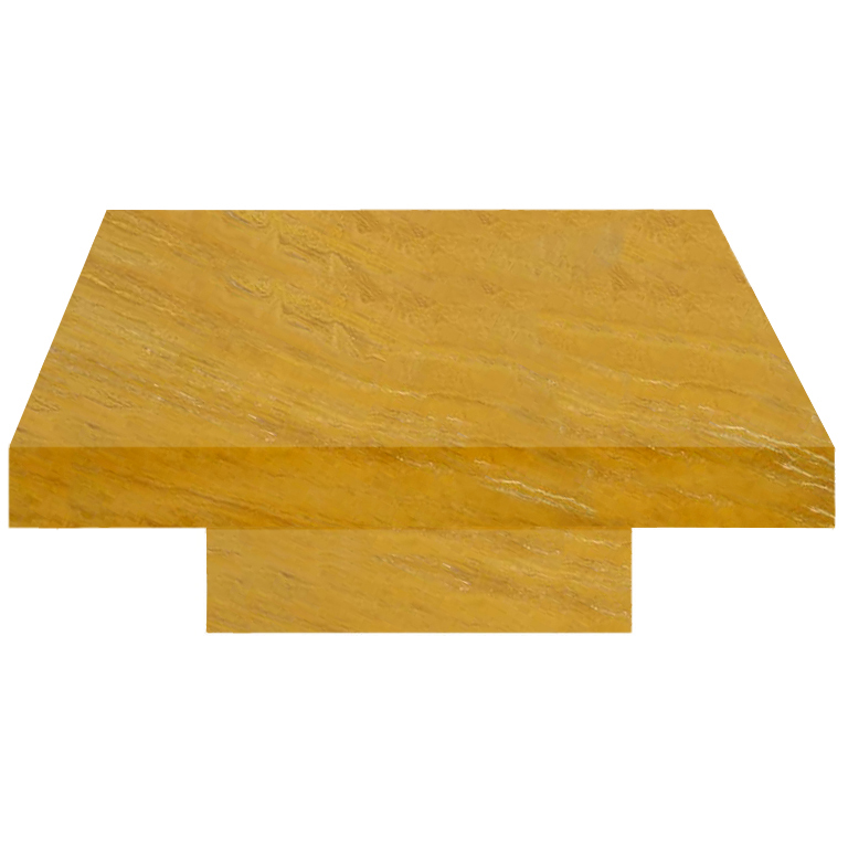 Yellow Square Solid Travertine Coffee Table
