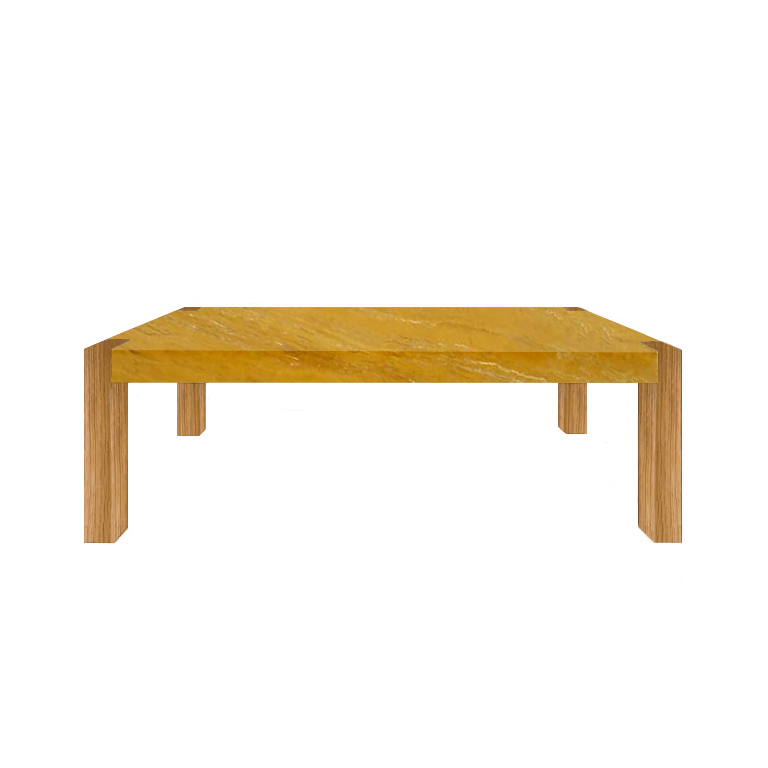 Yellow Percopo Travertine Dining Table with Oak Legs