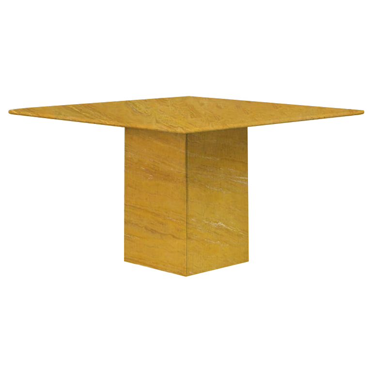 Yellow Small Square Travertine Dining Table